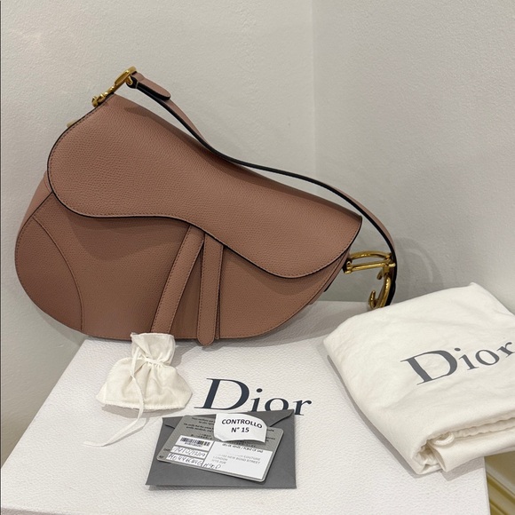 Dior Handbags - Christian Dior Saddle Bag Medium Nude Grained Leather – NEW Never Used Authentic